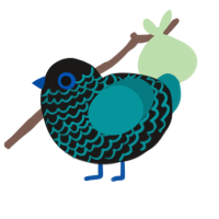 Mariana Rays, a sable and teal chicken with a lace pattern
