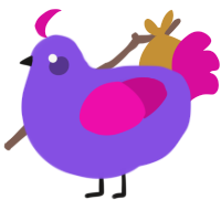 A blurple and fuchsia chicken