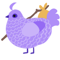 A lilac chicken with a lace pattern