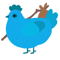 A sky and cerulean chicken with a lace pattern