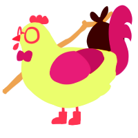 Vibrant Desire, a chartreuse and violet chicken