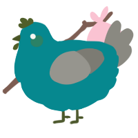 A teal and ash chicken with a bar pattern