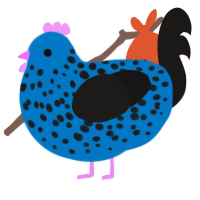 Moon, a sapphire and sable chicken with a speckle pattern
