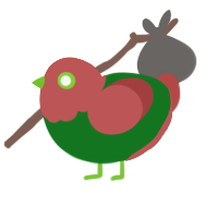 Holly, a leaf and red chicken with a head pattern