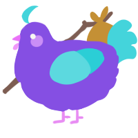 Wisteria, a blurple and aqua chicken
