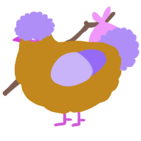 A ochre and lilac chicken