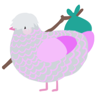 A mist and lavender chicken with a lace pattern