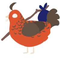 A vermilion and bark chicken with a half-lace pattern