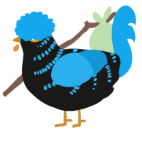 Blue, a sable and sky chicken with a half-bar pattern