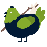 A tumblr and chartreuse chicken with a head pattern