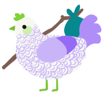 A white and lilac chicken with a double-lace pattern