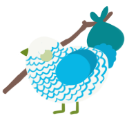 Icewater, a white and cerulean chicken with a lace pattern