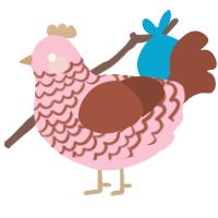 A rose and russet chicken with a lace pattern