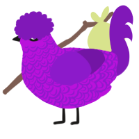 A amethyst and violet chicken with a double-lace pattern