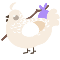 A cream chicken with a half-lace pattern