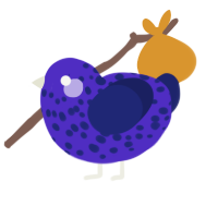 Blueberry, a indigo and navy chicken with a speckle pattern