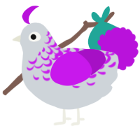 Pipecleaner, a mist and amethyst chicken with a half-lace pattern