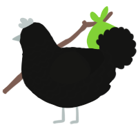 A black chicken with a lace pattern