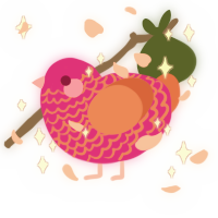 fruitti, a fuchsia and vermilion chicken with a lace pattern