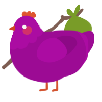 A plum chicken with a head pattern