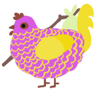 Estrogen, a orchid and yellow chicken with a lace pattern