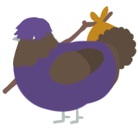 A overcast and bark chicken with a head pattern