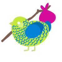 Citrus, a lime and sapphire chicken with a lace pattern