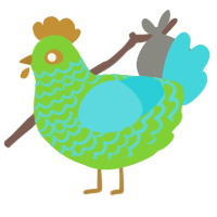 A grass and aqua chicken with a lace pattern