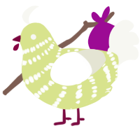 A lemon and white chicken with a bar pattern