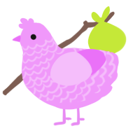 A lavender chicken with a lace pattern