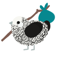Lithograph, a white and sable chicken with a double-lace pattern