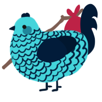 A aqua and tumblr chicken with a lace pattern