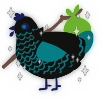 Depths of the Pool, a black and teal chicken with a lace pattern