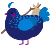 A navy and sapphire chicken with a half-lace pattern