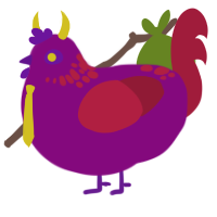 razen, a plum and crimson chicken with a neck-speckle pattern