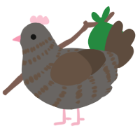 A grey and bark chicken with a bar pattern