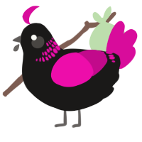 A sable and fuchsia chicken with a neck-band pattern