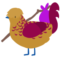 Sportsfan, a gold and maroon chicken with a half-lace pattern