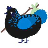 A sable and sapphire chicken with a half-lace pattern