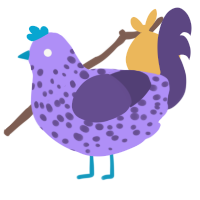 A lilac and overcast chicken with a speckle pattern