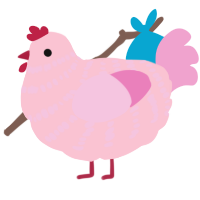 A rose and pink chicken with a bar pattern