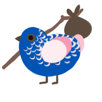 Yogurt, a ultramarine and rose chicken with a half-lace pattern