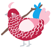 A crimson and rose chicken with a lace pattern