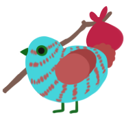 (unnamed), a aqua and red chicken with a bar pattern