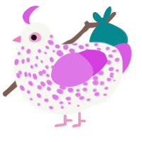 A white and orchid chicken with a speckle pattern
