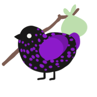 sable xyx, a sable and violet chicken with a speckle pattern