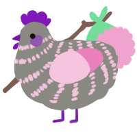 A ash and pink chicken with a bar pattern