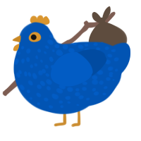 boo, a ultramarine chicken with a speckle pattern