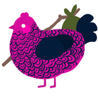Pico, a fuchsia and tumblr chicken with a double-lace pattern
