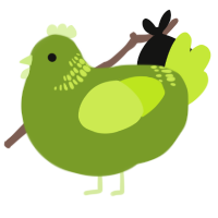 A chartreuse and lime chicken with a neck-band pattern